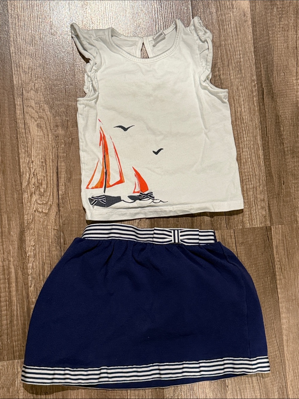 Jamie and Jack Nautical Sailboat Tank & Navy Skirt Set